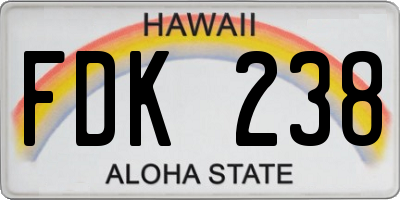 HI license plate FDK238