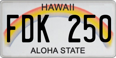 HI license plate FDK250