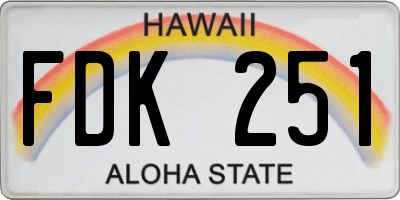 HI license plate FDK251