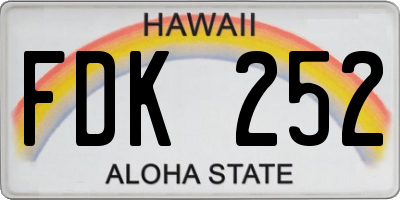 HI license plate FDK252