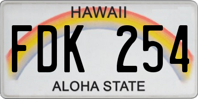 HI license plate FDK254