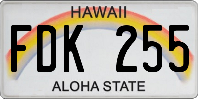 HI license plate FDK255