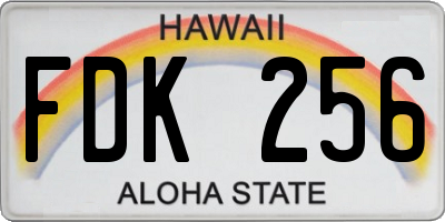 HI license plate FDK256