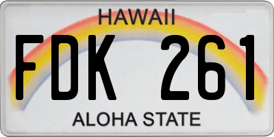 HI license plate FDK261