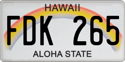 HI license plate FDK265