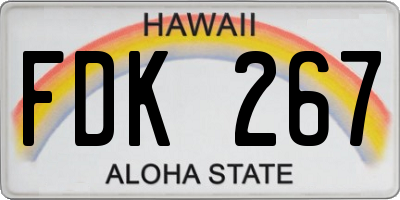 HI license plate FDK267
