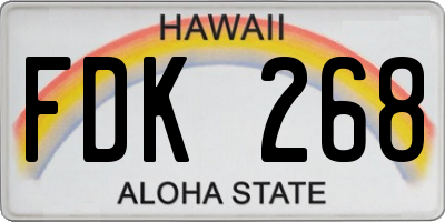 HI license plate FDK268