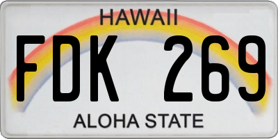 HI license plate FDK269