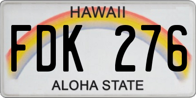 HI license plate FDK276