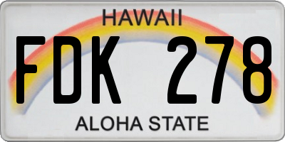 HI license plate FDK278