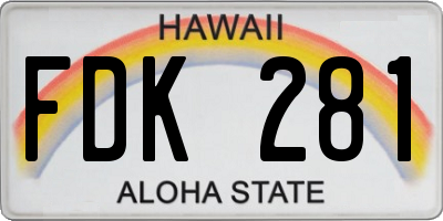 HI license plate FDK281
