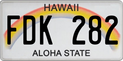 HI license plate FDK282
