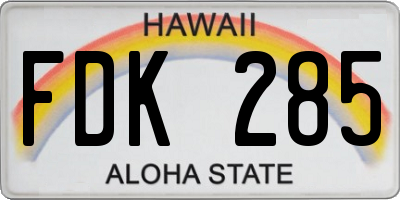 HI license plate FDK285