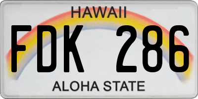 HI license plate FDK286
