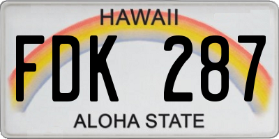 HI license plate FDK287