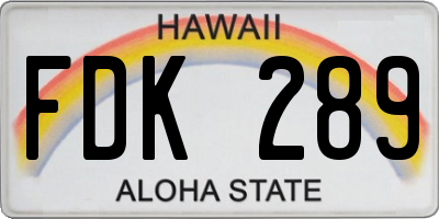 HI license plate FDK289