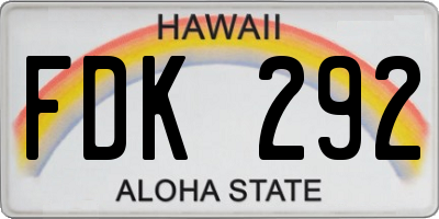 HI license plate FDK292