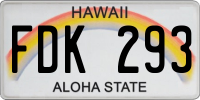 HI license plate FDK293