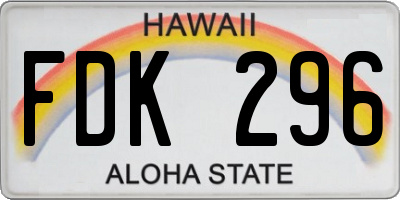 HI license plate FDK296
