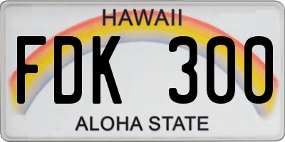 HI license plate FDK300