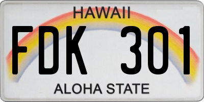 HI license plate FDK301