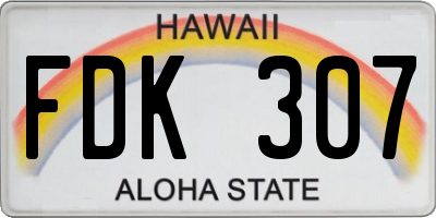 HI license plate FDK307
