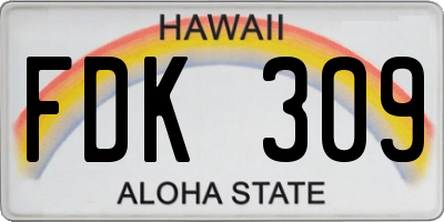 HI license plate FDK309
