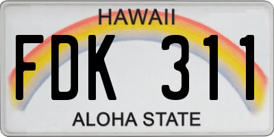 HI license plate FDK311