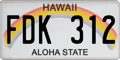 HI license plate FDK312