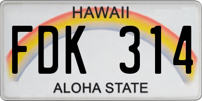 HI license plate FDK314