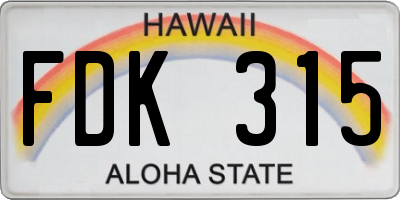 HI license plate FDK315