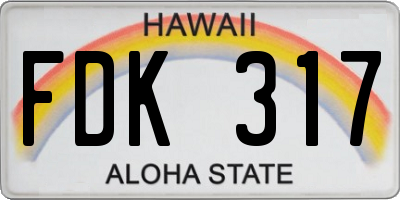 HI license plate FDK317