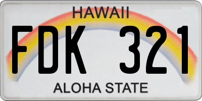 HI license plate FDK321