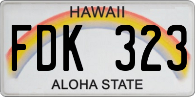 HI license plate FDK323