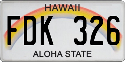HI license plate FDK326