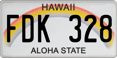 HI license plate FDK328