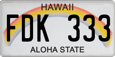 HI license plate FDK333