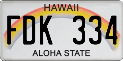HI license plate FDK334