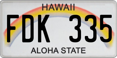 HI license plate FDK335