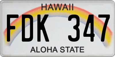 HI license plate FDK347