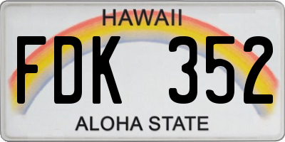 HI license plate FDK352