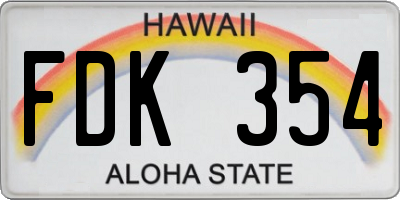 HI license plate FDK354