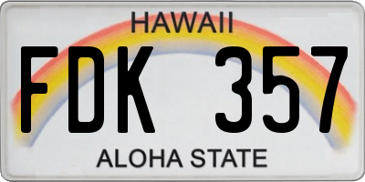 HI license plate FDK357