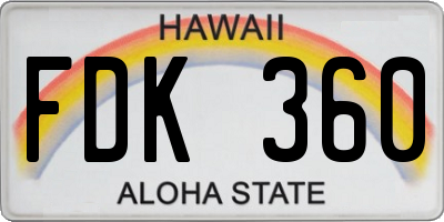 HI license plate FDK360