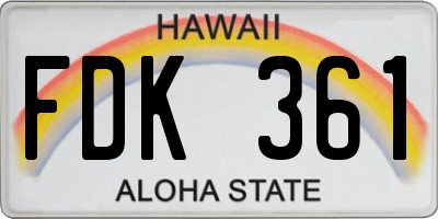 HI license plate FDK361