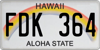 HI license plate FDK364