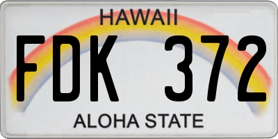 HI license plate FDK372