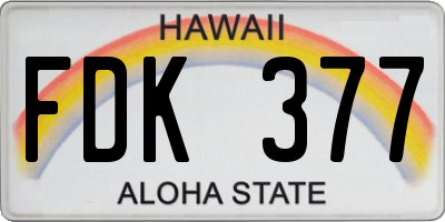 HI license plate FDK377