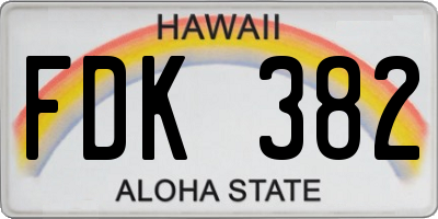 HI license plate FDK382