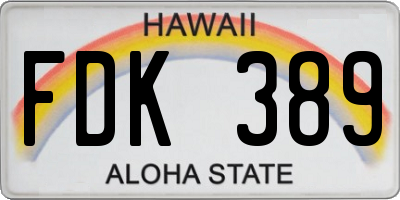 HI license plate FDK389